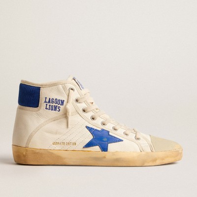 Golden Goose Francy Sneakers Penstar LAB In Nappa Leather With Blue Star And Nylon Heel Tab