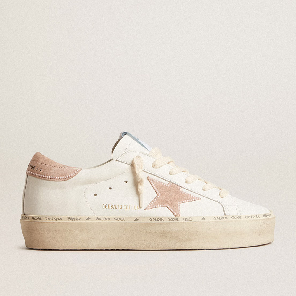 Golden Goose Hi Star Sneakers LTD With Old Rose Suede Star And Heel Tab With Pearls