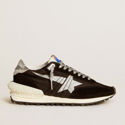 Golden Goose Marathon Shoes With Black Ripstop Nylon Upper And Silver Star