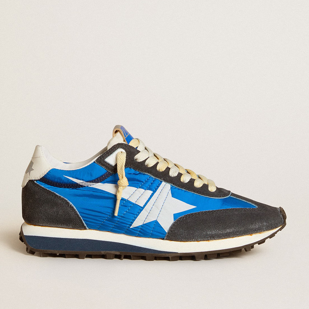 Golden Goose Marathon Shoes With Blue Nylon Upper And White Star