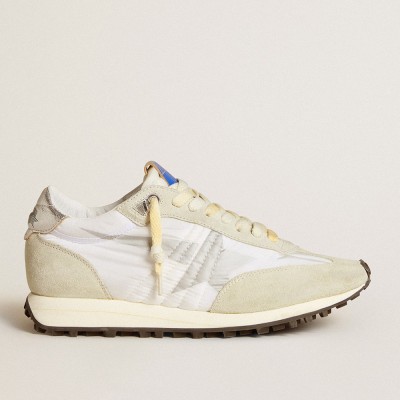 Golden Goose Marathon Shoes With White Nylon Upper And Silver Star