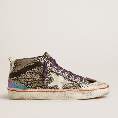 Golden Goose Mid Star Sneakers LAB In Animal-print Leather With A White Star