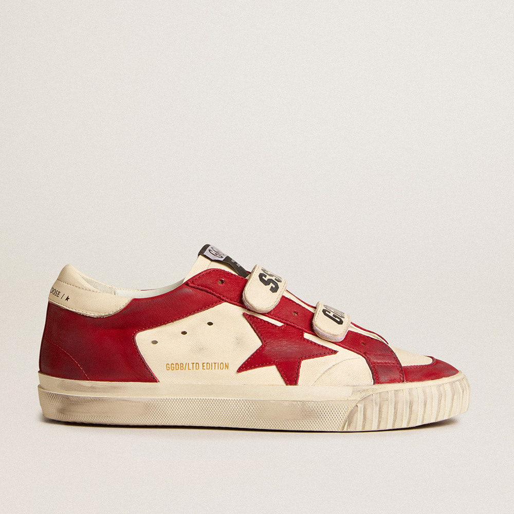 Golden Goose Old School Sneakers In Nappa With Red Nubuck Star And Nappa Heel Tab