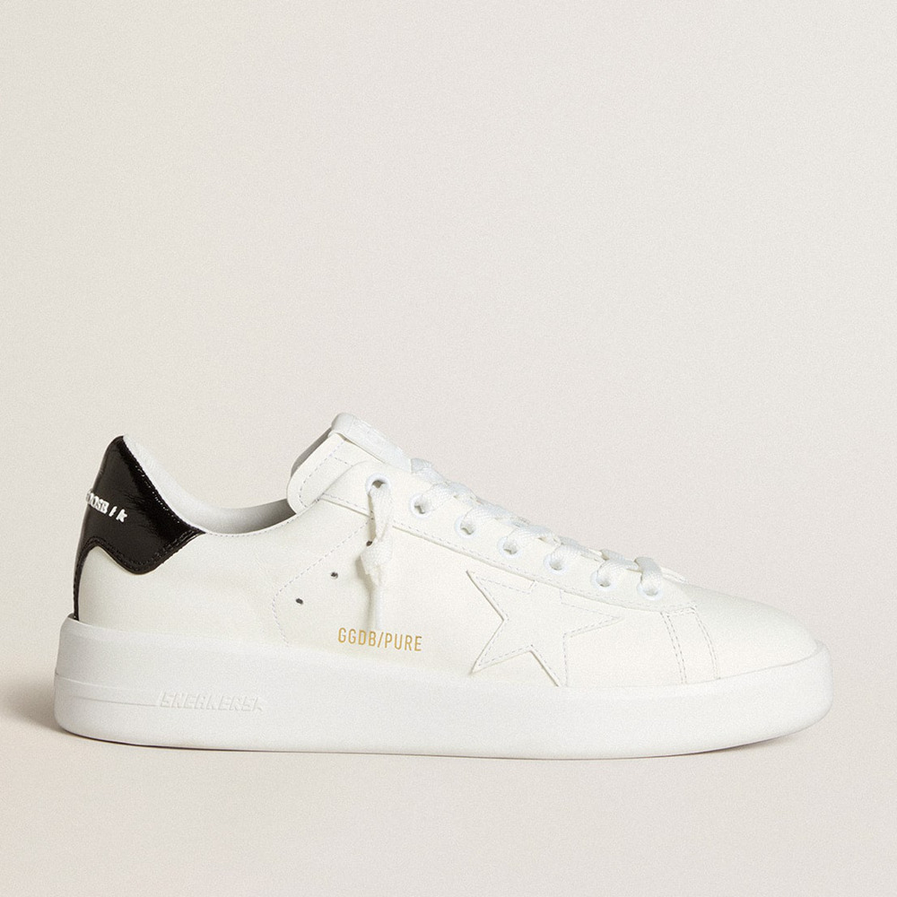 Golden Goose Purestar Sneakers With Leather Star And Black Patent Leather Heel Tab