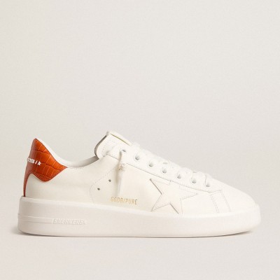 Golden Goose Purestar Sneakers With White Leather Star And Orange Heel Tab