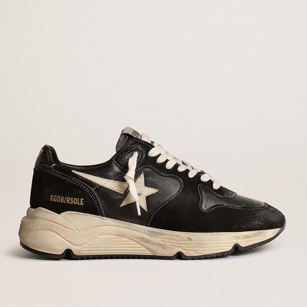 Golden Goose Running Sole Shoes In Black Nappa And Suede