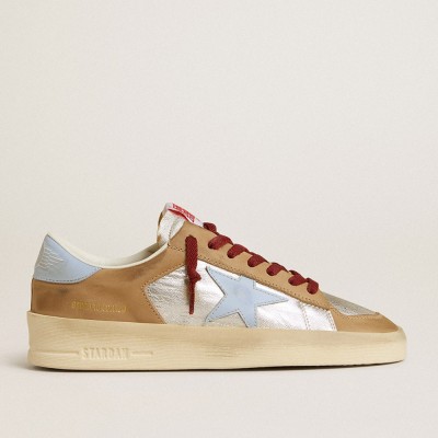 Golden Goose Silver Stardan Sneakers LTD With Light Blue Leather Star And Nubuck Inserts