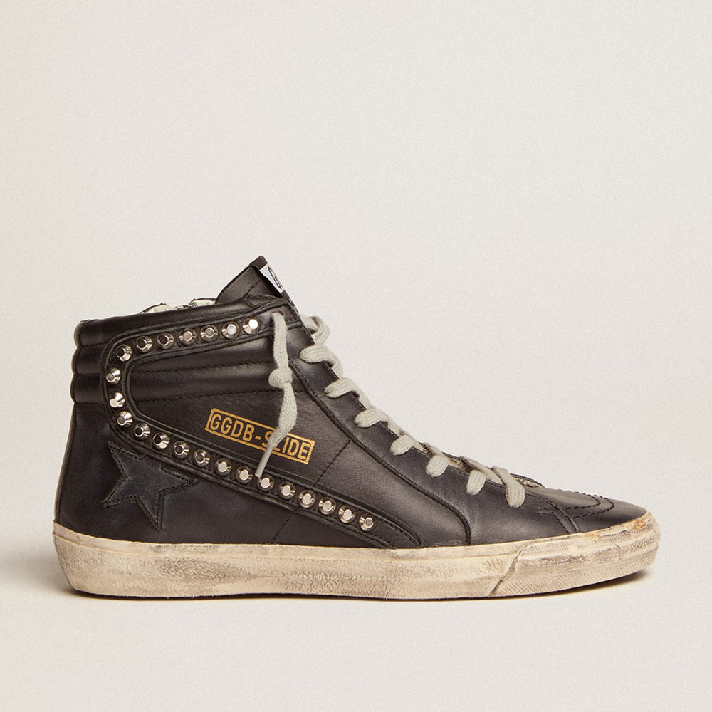 Golden Goose Slide Sneakers Black With Studs