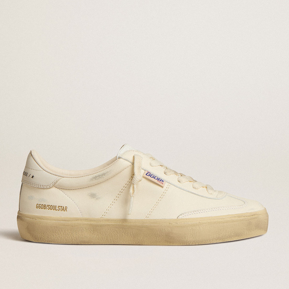 Golden Goose Soul Star Sneakers In White Nappa With White Leather Heel Tab