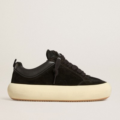 Golden Goose Space-Star Sneakers Cube In Black Suede With Perforated Star