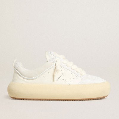 Golden Goose Space-Star Sneakers Cube In White Leather With Perforated Star