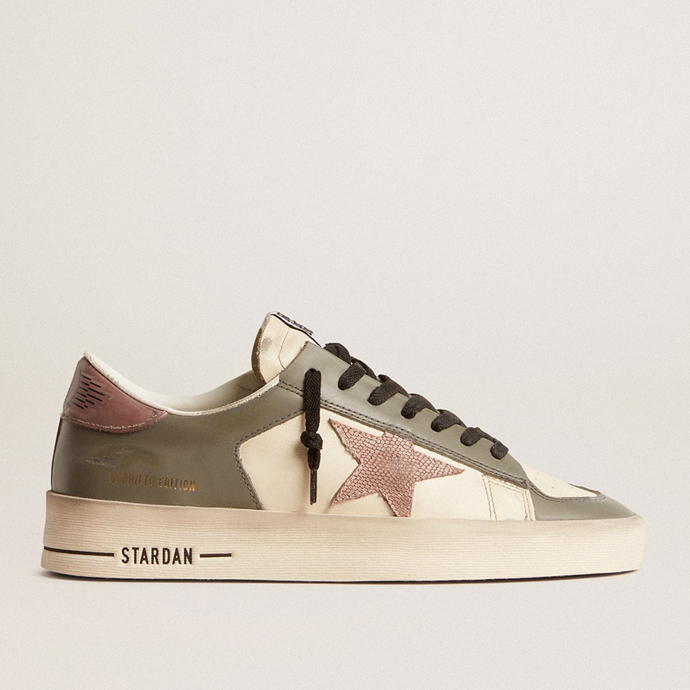 Golden Goose Stardan Sneakers LTD In Gray Leather With A Pink Leather Star And Heel Tab