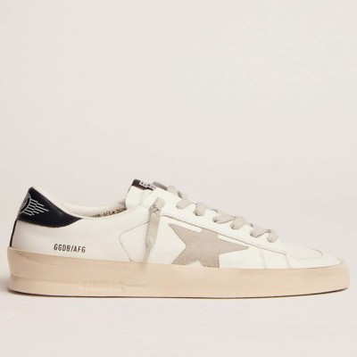 Golden Goose Stardan Sneakers With Ice-gray Suede Star And Blue Heel Tab