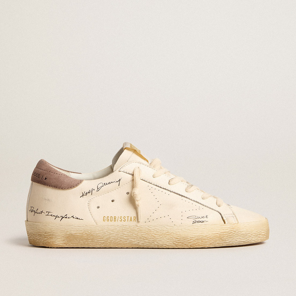 Golden Goose Super-Star Sneakers In Nappa Leather With Perforated Star And Suede Heel Tab