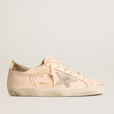 Golden Goose Super-Star Sneakers In Pink Nappa With Ice-gray Star And Platinum Heel Tab