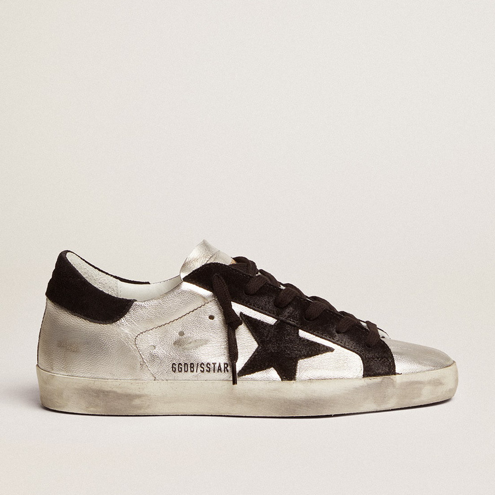 Golden Goose Super-Star Sneakers In Silver Leather With Contrasting Inserts