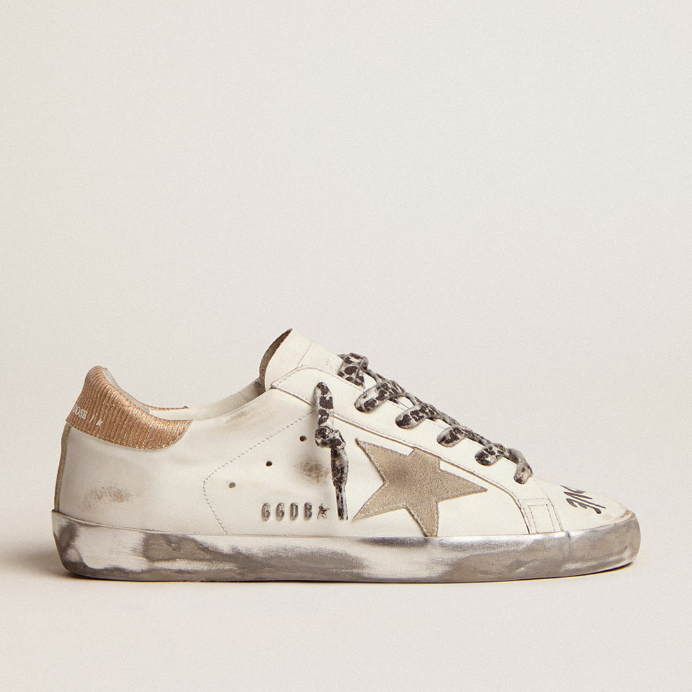 Golden Goose Super-Star Sneakers In White Leather With Gray Suede Star