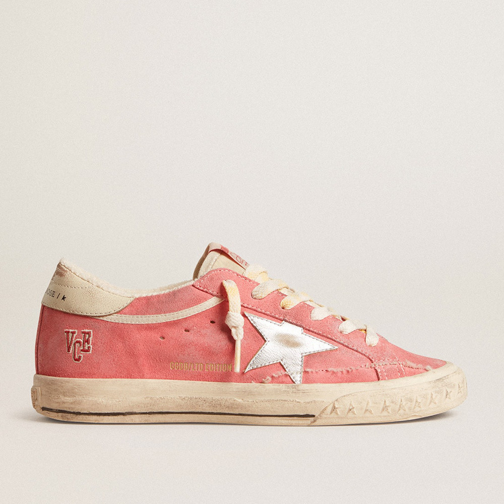 Golden Goose Super-Star Sneakers LTD In Red Suede With Silver Star And Leather Heel Tab