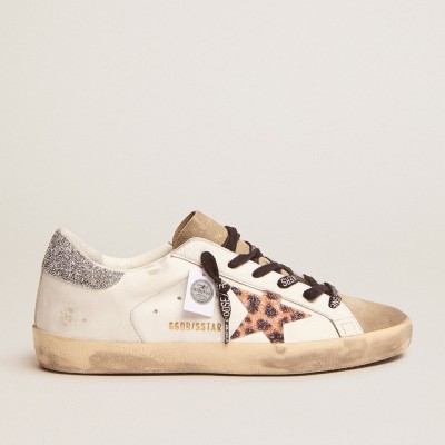 Golden Goose Super-Star Sneakers LTD With Leopard Print And Swarovski Crystal Star