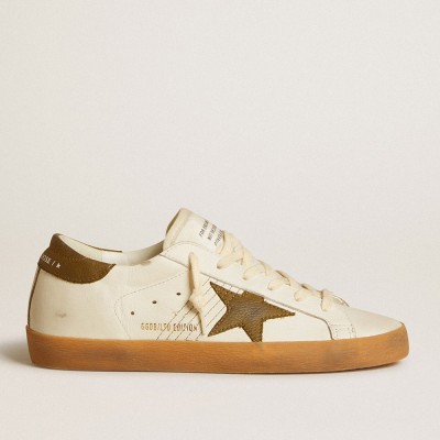 Golden Goose Super-Star Sneakers LTD With Military Green Nubuck Star And Heel Tab