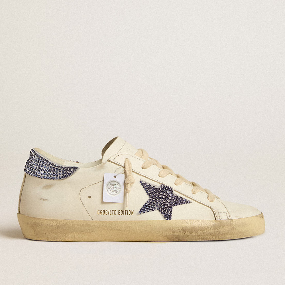 Golden Goose Super-Star Sneakers LTD With Suede Star And Heel Tab With Swarovski Crystals