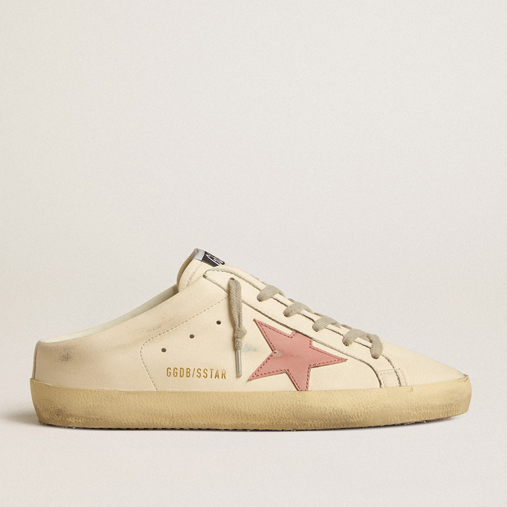 Golden Goose Super-Star Sneakers Sabots In Nappa With Pink Leather Star