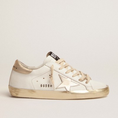 Golden Goose Super-Star Sneakers With Gold Sparkle Foxing And Metal Stud Lettering