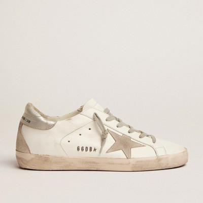 Golden Goose Super-Star Sneakers With Silver Heel Tab And Metal Stud Lettering