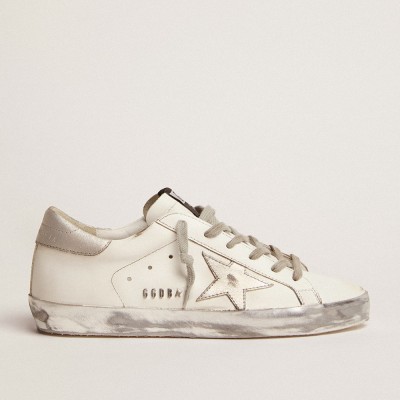 Golden Goose Super-Star Sneakers With Silver Sparkle Foxing And Metal Stud Lettering