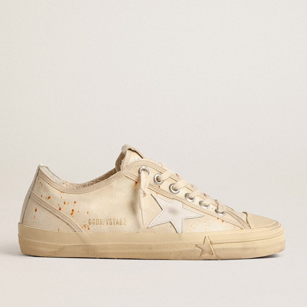 Golden Goose V-Star Sneakers LAB In Canvas With Leather Star And Rust-colored Speckles